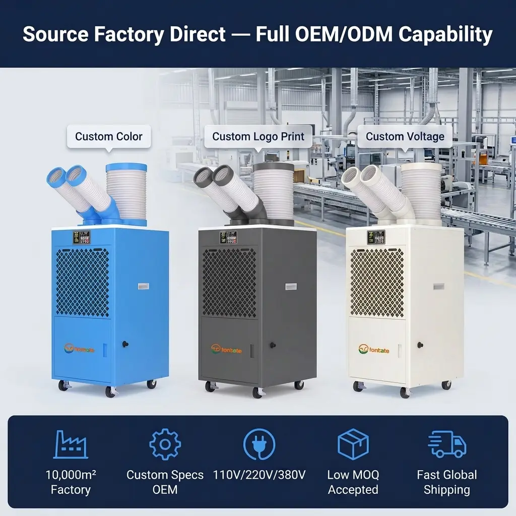 OEM/ODM prenosna industrijska AC enota Caster Wheel Warehouse Server Room Nujni začasni hladilni stroj