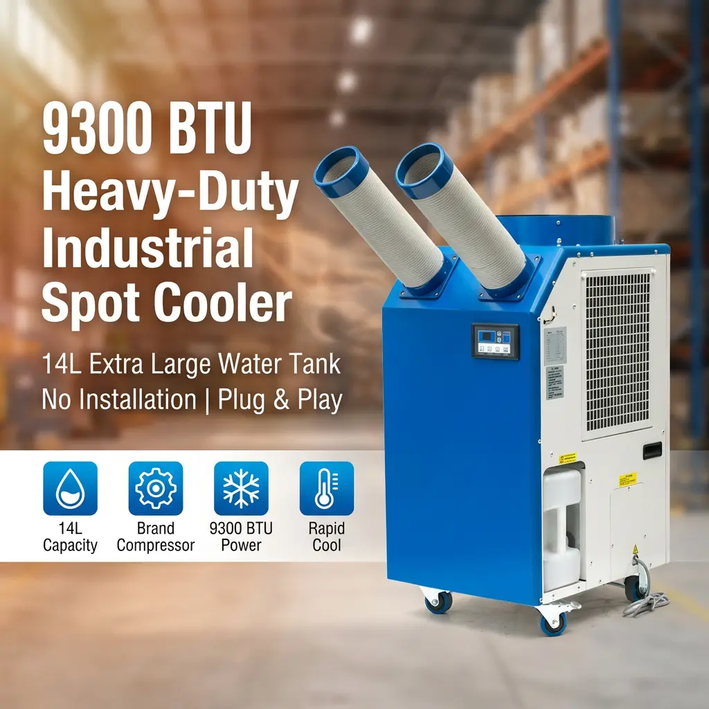 OEM 14L velika posoda z 2700 W močjo 9300 BTU rotacijski kompresor Prenosna točkovna hladilna industrijska klimatska naprava za delavnico OEM 14L velika posoda z 2700 W močjo 9300 BTU rotacijski kompresor Prenosna točkovna hladilna industrijska klimatska naprava za delavnico